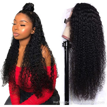 High Quality Human Hair Wigs Virgin Remy Brazilian HD Transparent Frontal Kinky Curly Deep Wave Lace Front Wig For Black Women